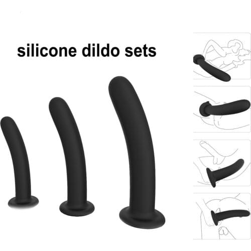 Silicone Pegging Probe Anal Sex Toy Plug Sex Shop Dildo Set Penis Dick Anal Dildo with Suction Cup for Women and Man