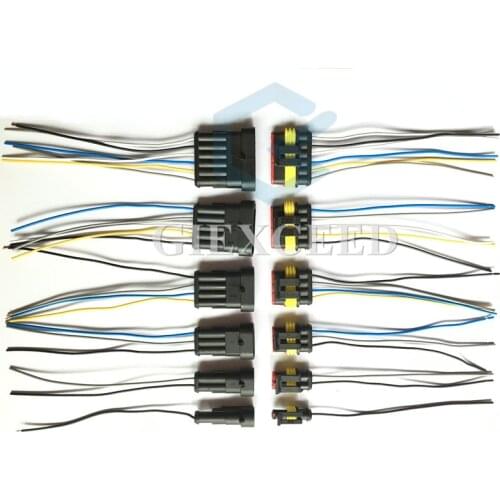 Superseal 1.5 Kit AMP Tyco 1/2/3/4/5/6 Pin Waterproof Electrical Wire Connector Waterproof Male Female With Wire Harness