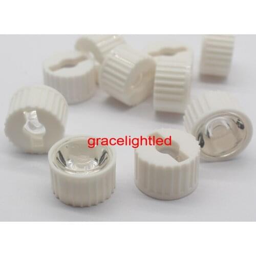 10pcs 5/8/15/25/30/45/60/90/120 degrees LED Lens With white Holder For 1W 3W 5W High Power LED Lamp Light