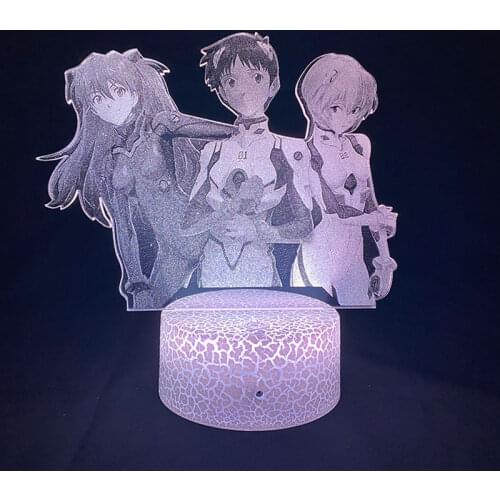 Ayanami Rei 3D LED Night Light for Kids Bedroom Decor Light Touch Sensor RGB Colorful Nightlight Anime Characters Table Lamp