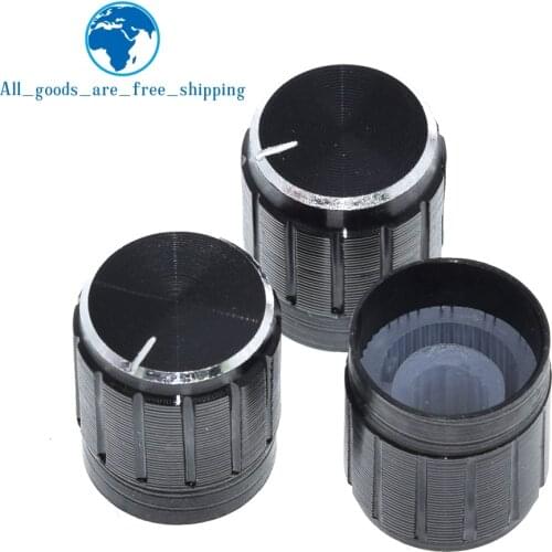 TZT 10pcs 15*17mm aluminum alloy potentiometer knob rotary switch volume control knob black For DIY