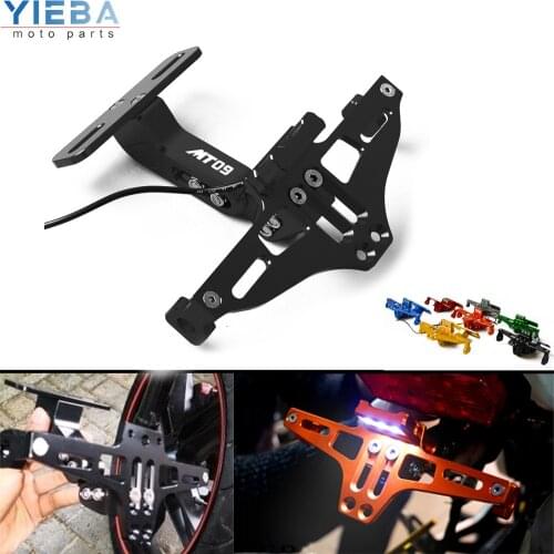 For YAMAHA MT-09 MT09 MT 09 2019 2018 2017 2014 2016 2015 Motorcycle Angle Rear License Plate Bracket with light Mount Holder