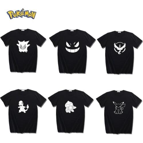 Pokemon Pikachu Boys All-match Print Short-sleeved Gengar Charmander Cartoon Anime Pattern Loose Top Outdoor Trend T-shirt