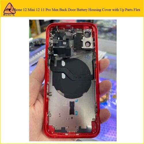 1Pc with Up Small Parts Back Housing Battery Door Cover Assembly Flex Cable For iPhone 12/12 Mini Rear Metal Frame Body Chassis
