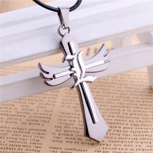 1 Pcs Fashion Anime Death Note Cross Necklace Double L Letter Logo Pendant Rope Chain Necklaces Souvenirs Figure Toys Gift