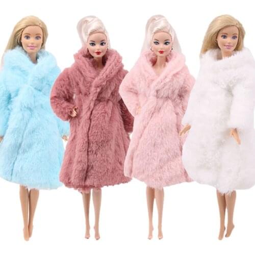 10 Long Sleeve Fur Coat Jacket Dress Winter Warm Casual Wear Accessories Barbied Children Toy Clothes