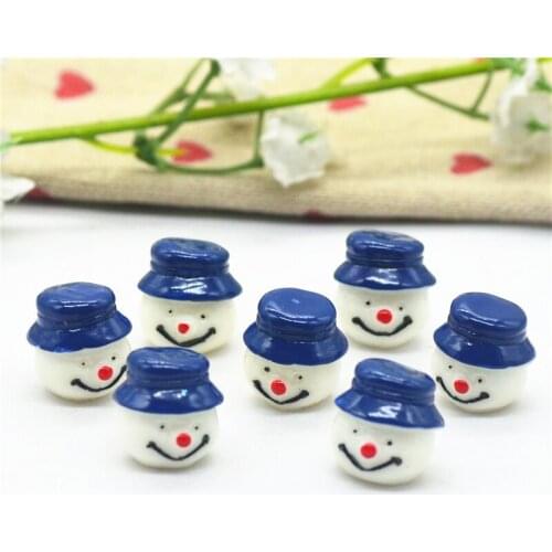 10PCS 15mm Resin Snowman Head Cabochons|Resin Christmas Decoration Miniatures|Christmas DIY Crafting Supplies