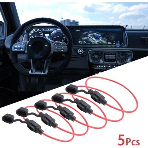 5Pcs Waterproof Car Blade Fuse Holder 20A Copper Inline Fuses Holder Replacement Fuses Automotive Safty Protection Accessories