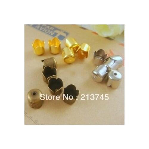 Free shipping Wholesale 2000pc/lots Metal jewelry accessories 6.5 mm gold/painted white k/bronze color tassel cap DIY Bead caps