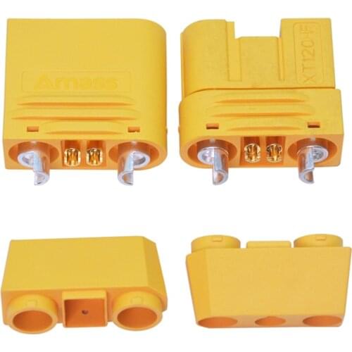 2PCS Amass XT120 60A Large Current Lipo Battery Connector Male Female Sheathed Plug with Signal Pin for RC UAV FPV Drone