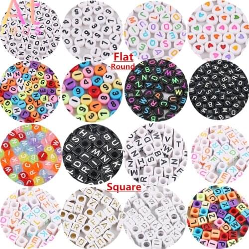Mix Letter Acrylic Beads Round Flat Gold Alphabet Number Square Cube Loose Spacer Beads For Jewelry Making Diy Bracelet Necklace