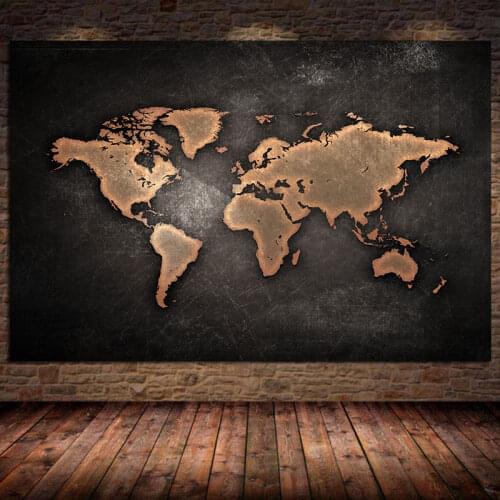 Retro World City Map Canvas Painting Posters and Prints Wall Art Pictures for Office Living Room Cuadros Home Decor Unframed