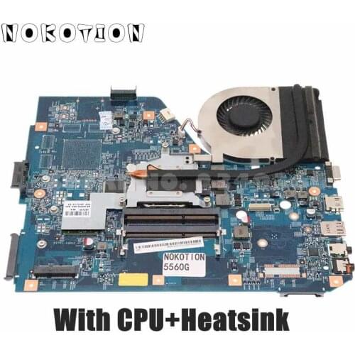 NOKOTION For Acer aspire 5560G 5560 Laptop Motherboard MBRNW01001 10338-01M 48.4M702.01M With CPU+ Heatsink