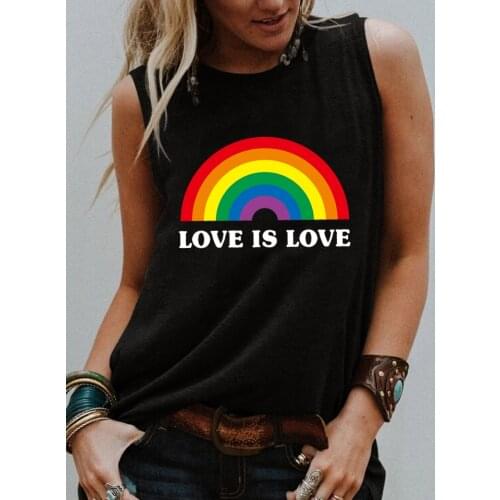 Love is love Rainbow Tank top Summer Loose Tanks trendy tank colored rainbow graphic shirts women trendy tank tops