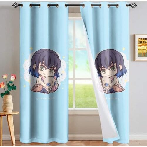 Upetstory Cute Cartoon Devils Blade Anime Window Curtains for Living Dining Room Bedroom Boys Girls Room Decoration Home Decor