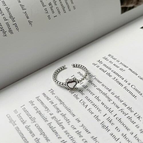 MLKENLY Heart-shaped Opening Ring Exquisite Fashion Simple Index Finger Ring Womens Banquet 925 silver Jewelry