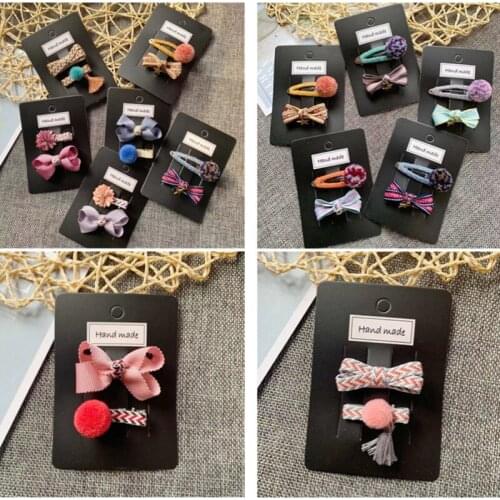 10set/lot Fashion Boutique Bow Hairpins Colorful Pom Pom Hair Clips Sweet Flower Headwear Princess Hair Accessories