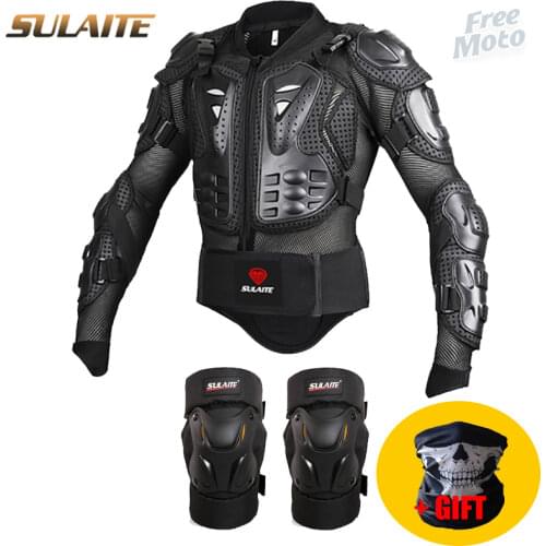 Motorcycle Suit Jacket & Kneepad Motocross Armor Jackets Full Body Armor Protection Spine Chest Moto Protective Gear Clothes