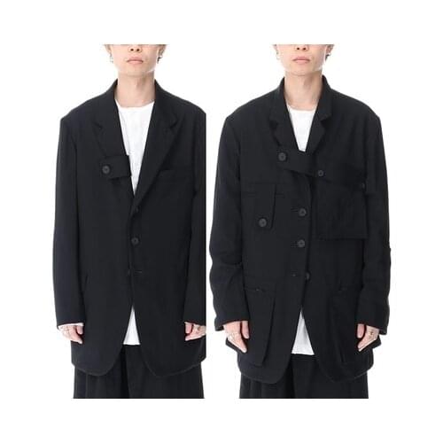Mens New suits Yoshi Yamamoto style double-sided wear loose simple dark