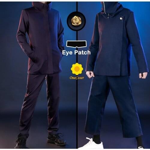 Anime Jujutsu Kaisen Gojo Satoru Cosplay Costume Toge Inumaki Blue Black Top+Pants Uniform Suit Party Carnical Outfit Men