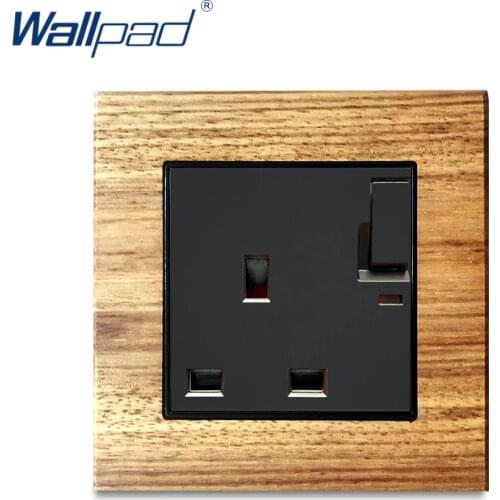 UK 3 Pin 13A Socket With Switch Wooden Multifunction Socket Wallpad Luxury Wall Power Sockets