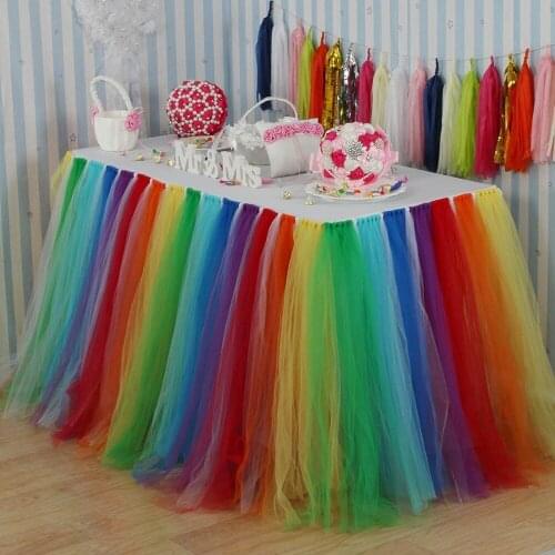 Nylon Tulle Tutu Table Skirt DIY Wedding Baby Shower Birthday Party Decoration Tulle Tableware Skirting Home Textile