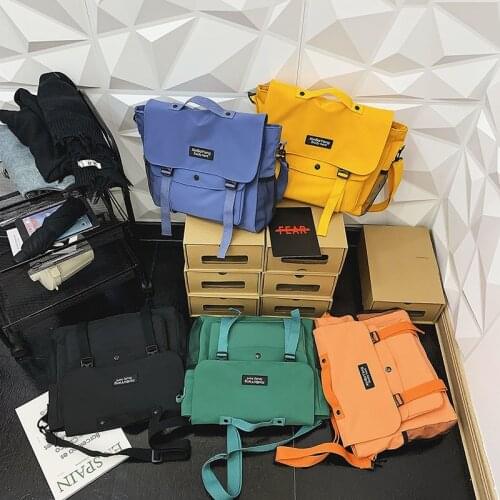 2021 New Canvas Women Bag Fashion Unisex Messenger Schoolbag Trend Casual School Bags College Student Popular Daily Shoulder Bag
