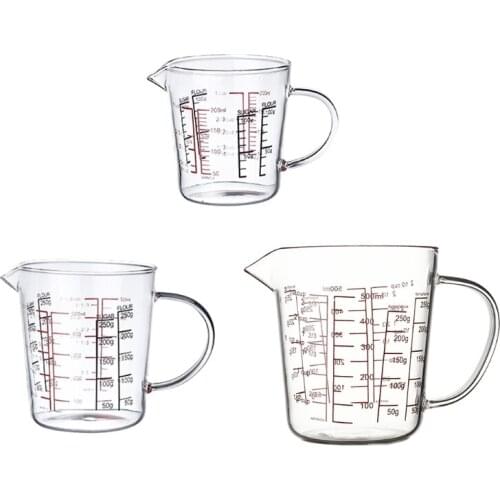 2021 New Glass Measuring Cup Milk Jug Heat Resistant Glass Cup Measure Jug Creamer Scale Cup Tea Coffee 250/500ml