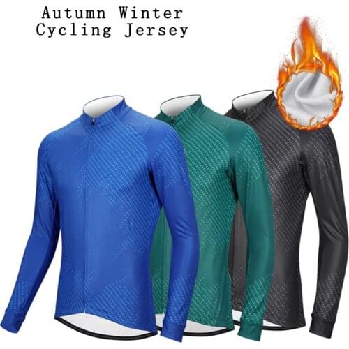 Cycling Clothes Autumn Winter Fleece Cycling Tops Warm Breathable Men Bicycle Pro Team Motocross Bmx Jersey Race long sleeve Top