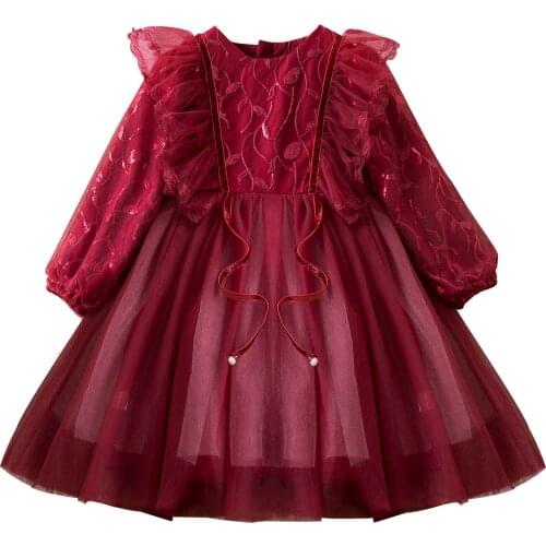 Girl Birthday Party Children Clothing Autumn Girls Elegant Princess Dress Long Sleeve Lace 2020 Baby Tutu Dress
