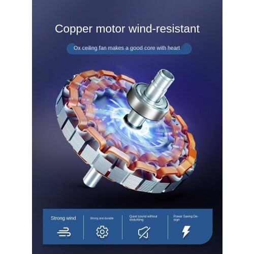 Ceiling Fan Household Living Room Industrial Hanging Electric Fan Dining Room Mute Three-Leaf Large Wind Iron Blade 56-Inch