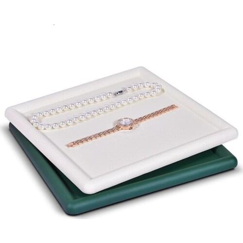 Rectangular Square Shape Jewelry Necklace Display Stand Watch Show Holder Ring Bracelet Storage Plate Box Pu Jewelry Shop Tray