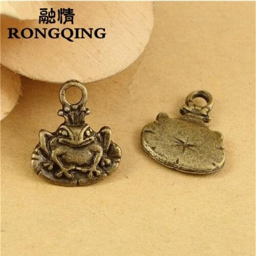 RONGQING 60pcs/lot 15*16MM frog antique alloy charm pendant Charms fit Bracelets & Necklaces DIY Jewelry