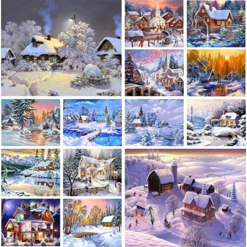Snow country cross stitch kit people 18ct 14ct UNprinting11ct count print canvas stitches embroidery DIY handmade needlework