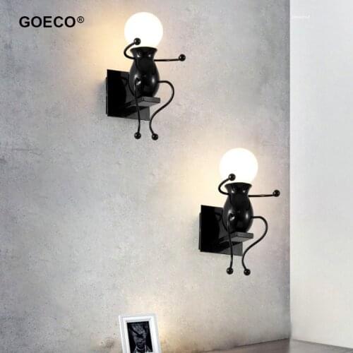 Modern Wall lamp simplicity matchstick man Cartoon Retro Wall Light For Living Room Bedroom Childrens Room Bedside Aisle E27