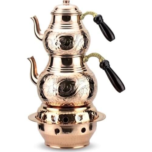 Embroidered Chisel Red Copper Teapot and Medium Ottoman Quarry