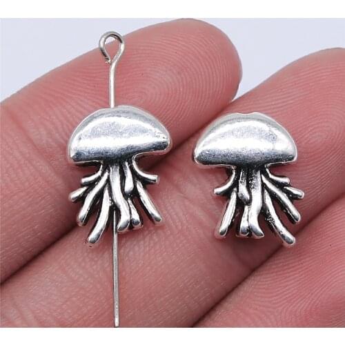 WYSIWYG 10pcs 15x12mm Antique Silver Color Jellyfish Beads For Jewelry Making DIY Jewelry Findings