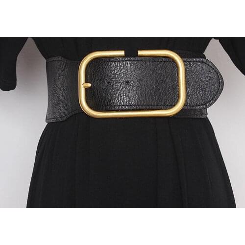 Womens runway fashion elastic PU leather Cummerbunds female Dress Corsets Waistband Belts decoration wide belt R3128