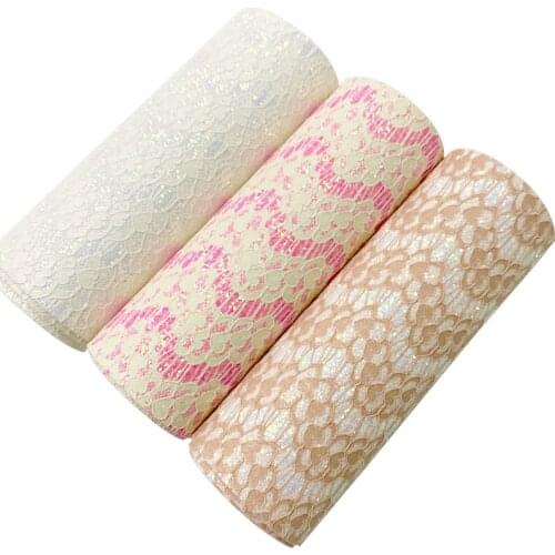 Multicolored Lace Mesh Chunky Glitter Synthetic Leather Sheet Velvet Backing for Making Shoes/Bags/DIY Accessories