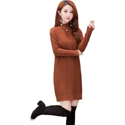 2021Autumn Women Sweater Pullover Korean Fashion Half high Collar Long Sleeve Loose knitting Sweaters Female Casual Knitted Top