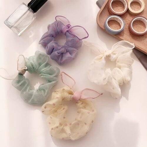 Scrunchies Hair Rope Rabbit Ear Hair Accessories Cute Tie Hair Rubber Band Bow Tie Accessories for Wome