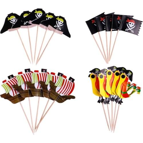 20pcs Food-Grade Pirate Theme Cake Ornamnets Unique Design Cake Insert Card For Party Birthday Party Decoration