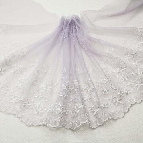 20Yards Fashion Embroidery Lace Fabric Applique Purple Floral Lace Trim Material High Quality Tulle Mesh Ribbon For Wedding 18cm