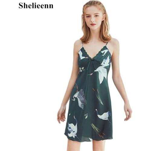 2021 Fashion New Sexy Nightdress Satin Sleepwear Women Silk Satin Nightgown Sleeveless Sling Nightwear Home Dress