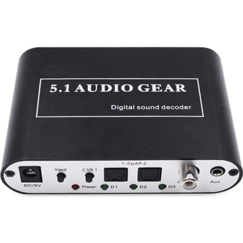 5.1 Audio Gear Digital Sound Decoder Converter Optical SPDIF/ Coaxial Dolby AC3 DTS to 5.1CH Analog Audio for DVD PC
