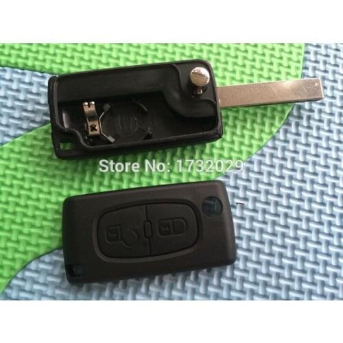 5pcs/Lot New Replacement Key Shell For Peugeot 2 Button Flip Remote Key Case With HU83 Blade With Groove No Logo Car Accessories