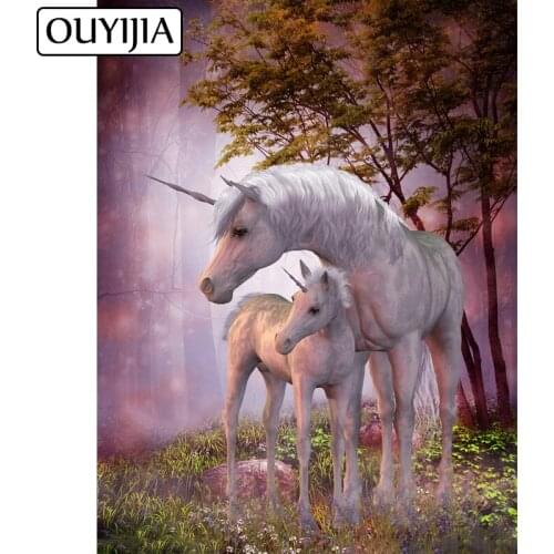 OUYIJIA Horse Animal 5D DIY Diamond Painting Full Square Unicorn Embroidery Rhinestone Mosaic Cross Stitch Home Decoration Art