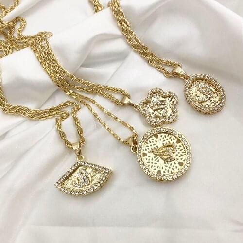 Algeria Necklace Hollowed-out Necklace Small size rhinestones pendant Moroccan jewelry