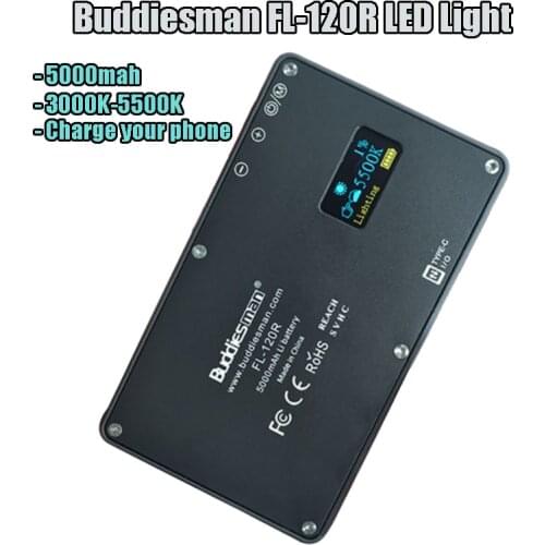 Buddiesman FL-120R LED Light 5000mah 3000K-5500K Photography Lighting Pocket Fill light For Video Vlog Camera Smartphone FL 120R