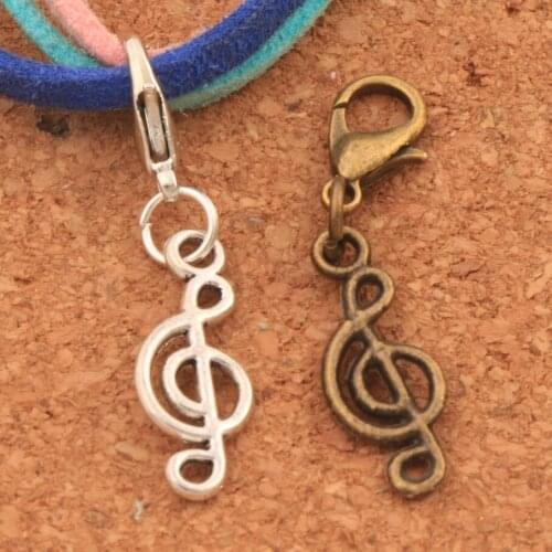 Treble Cleft Music Note Lobster Claw Clasp Charm Beads 33.7x7.9mm 27PCS zinc alloy/Bronze Jewelry DIY C557